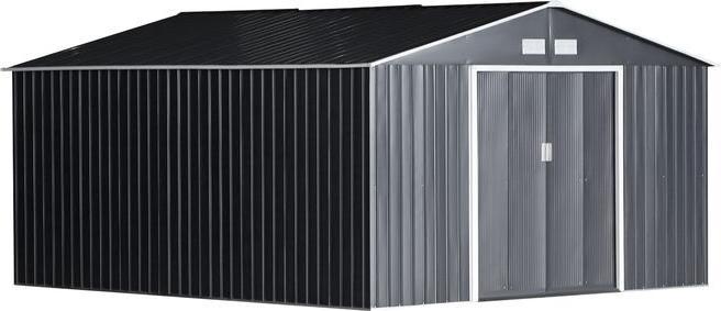 Actual product image Swisshandel24 Garden shed with foundation Garden shed Metal shed Charcoal grey 340 x 386 x 200