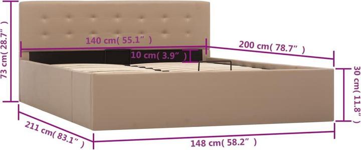 Produktbild vidaXL Stauraumbett (140 x 200 cm)