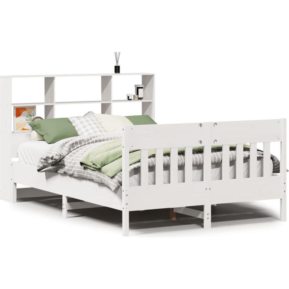 VidaXL, Bett, Massivholzbett Holzbett Bett Doppelbett Bettgestell Weiss 150x200cm Kiefer (150 x 200 cm)
