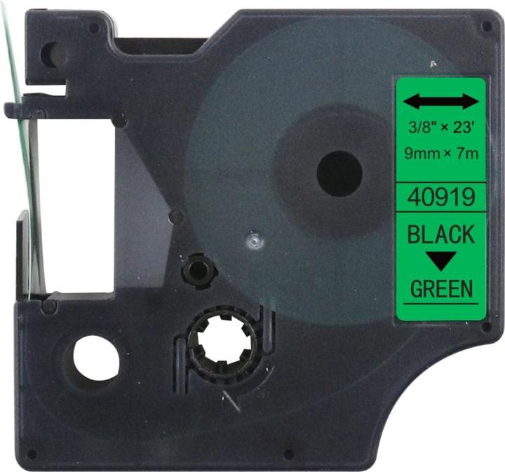 Produktbild Hermex Alternatives Etikettenband zu Dymo D1 40919 / S0720740 Beschriftungsband (0.90 cm, Grün, Schwarz)