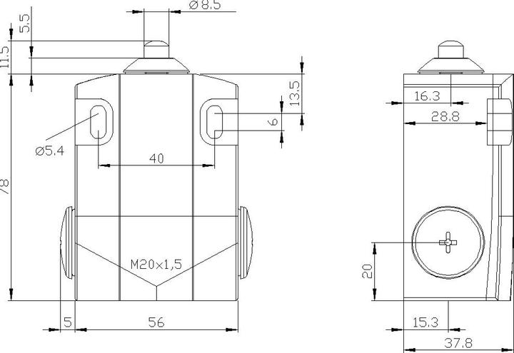 Produktbild Siemens Positionsschalter 56mm Einfachstössel
