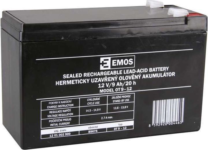 Emos Wartungsfreier Blei-Akku 12 V/9 Ah, faston 6,3 mm (12 V, 9 Ah)