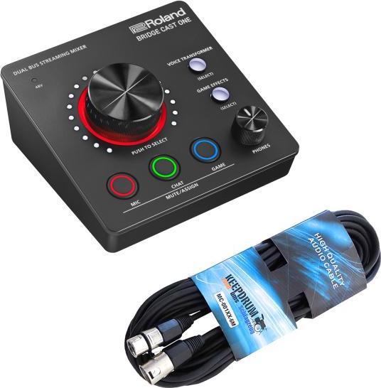 Produktbild Roland Streaming Mixer Bridge Cast One mit XLR-Kabel