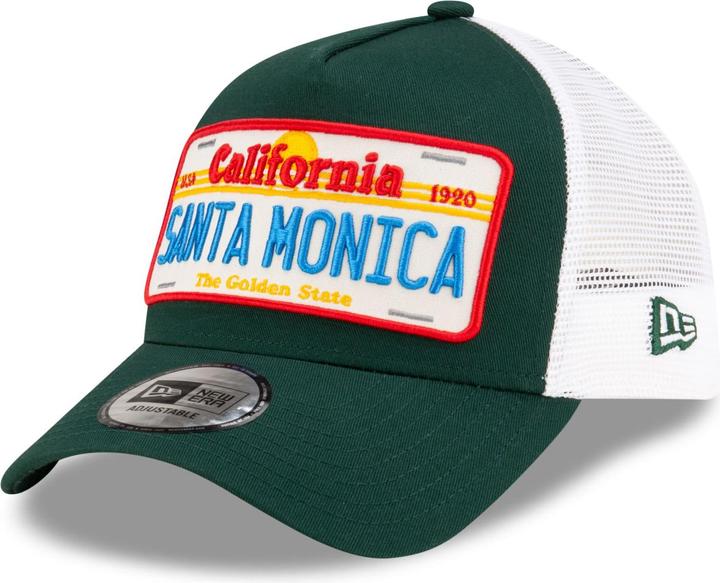 Actual product image New Era Adjustable A-Frame Trucker Cap - SANTA MONICA green