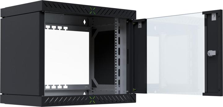 Actual product image EFB Elektronik EFB 19inch 48.26cm wall-mounted housing X-Rack with glass door 400-600mm 9U black RAL9005 (9 RU, 19 inch rack)