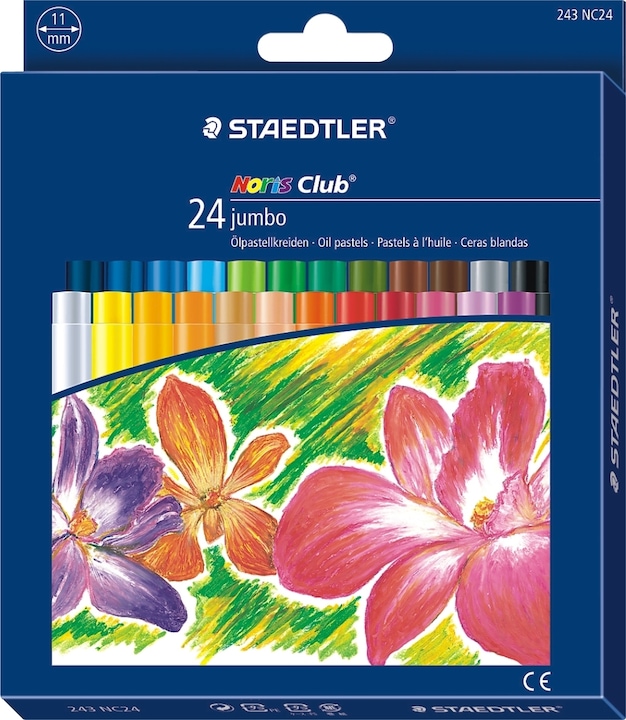 Actual product image Staedtler Noris jumbo 243 oil pastel crayon cardboard box with 24 pieces, assorted (Sorted, 24 x)