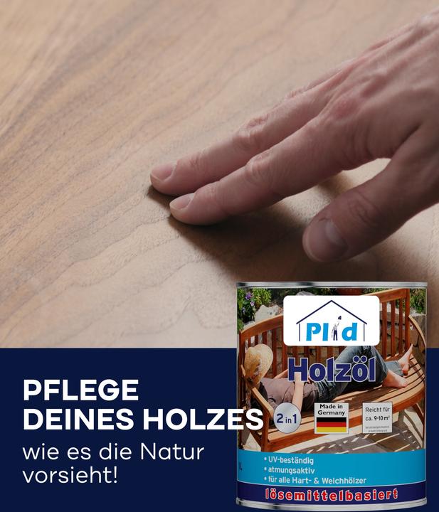 Actual product image Plid Wood oil 1L, for approx. 10m² / Wood protection care oil Garden furniture wood oil (Teak, 1 l)