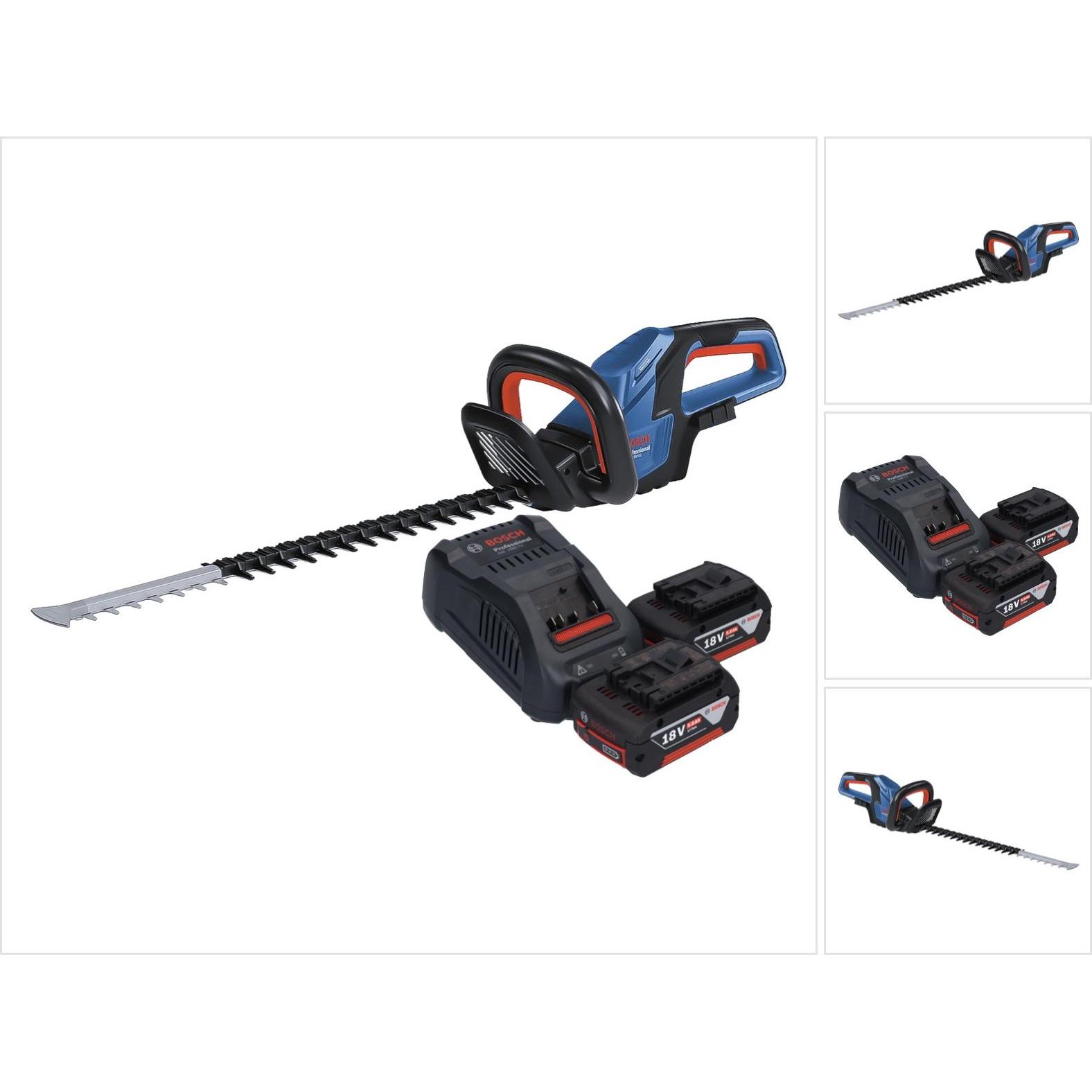Bosch Professional, Heckenschere, Bosch GHE 18V-60 Professional Akku Heckenschere 18 V 60 cm Brushless + 2x Akku 5,0 Ah ...