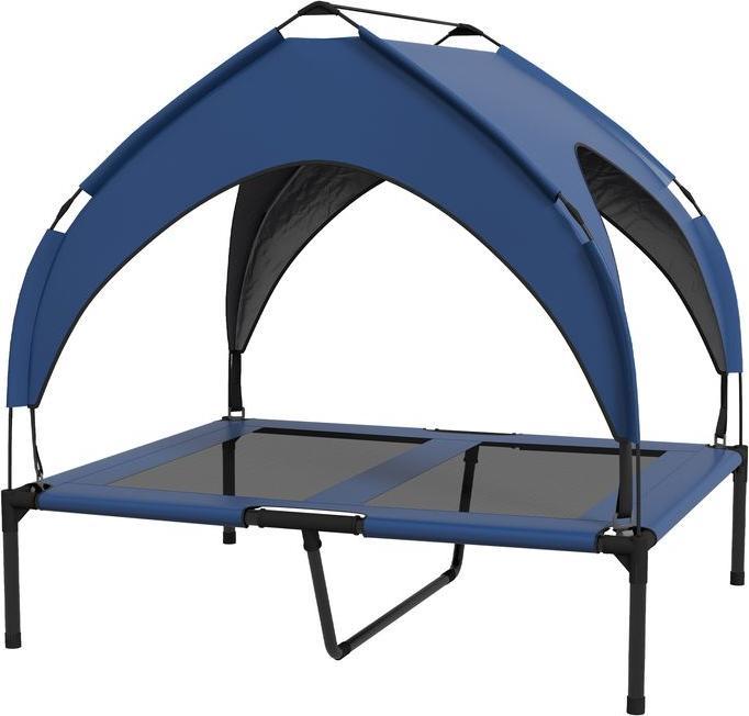 Produktbild Swisshandel24 Erhöhtes Hundebett mit Baldachin, Outdoor Hundeliege mit Dach, 91x76x89cm, dunkelblau (Hund)