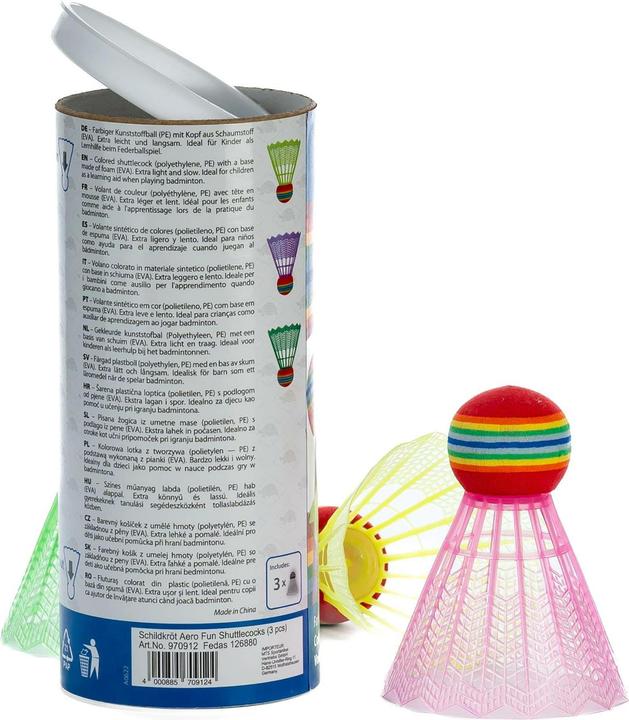 Productafbeelding Schildkröt Shuttlebal Aero Fun, geassorteerde kleuren Gekleurde kunststof bal (PE) met schuimrubberen kop (EVA)