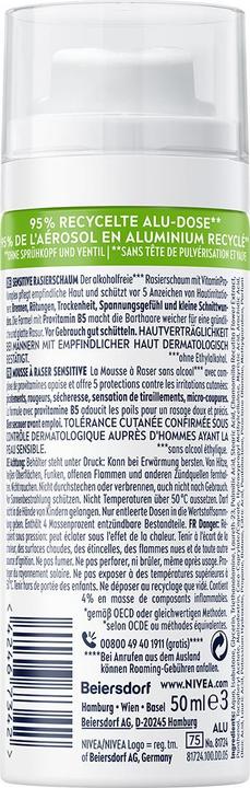 Nährwerte und Zutaten NIVEA MEN Sensitive Rasierschaum (50 ml, Rasierschaum)