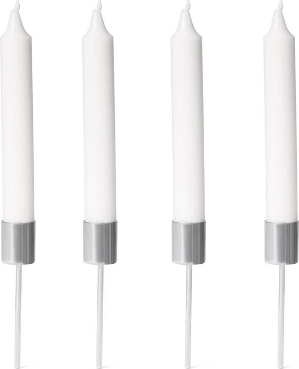 Produktbild Novaliv 8x Stabkerzenhalter silber I Kerzenpick 10 x 2,5 cm Kerzenstecker für Adventskranzdekoration