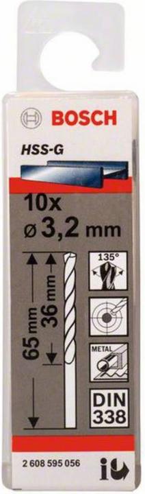Actual product image Bosch Professional Zubehör PRO Metal HSS-G twist drill, 3.2 x 36 x 65 mm (3.2 mm)