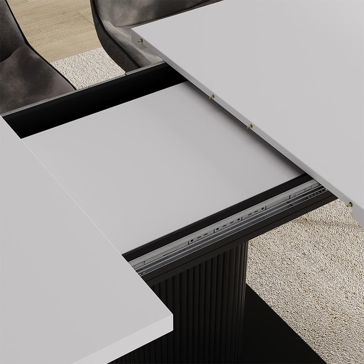 Produktbild Vicco Esstisch Fenaro, Weiss/Schwarz/Schwarz, 120 x 80 cm ausziehbar (120 x 80 x 77.40 cm)