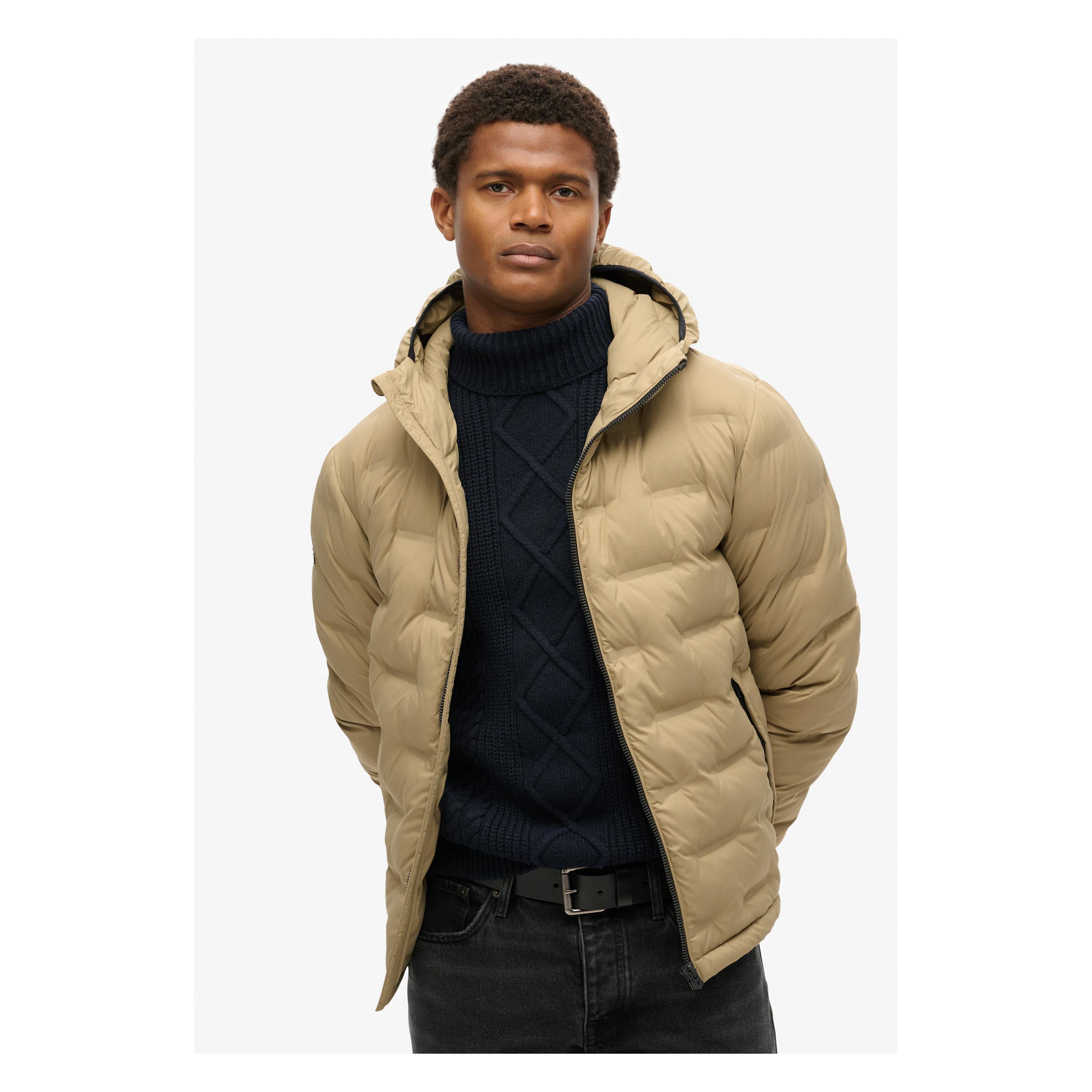Superdry, Herren, Mäntel, Steppmantel Mit Kapuze, Braun