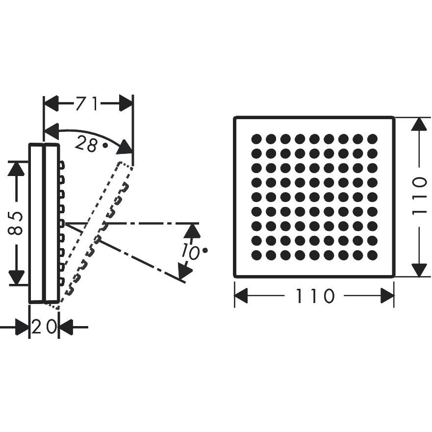 Thumbnail - hansgrohe, Duschsystem, AXOR ShowerComposition Schulterbrause 110/110, 1jet, 12596