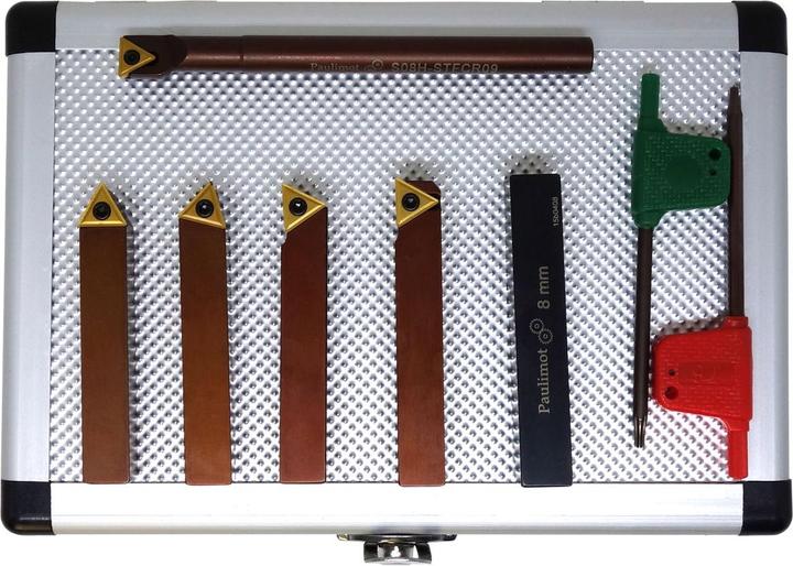 Actual product image Paulimot Turning chisel set with inserts, 10 mm, incl. drill rod Ø 8 mm