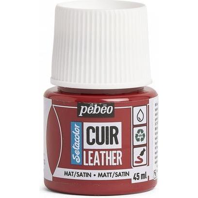 Pebeo, Künstlerfarbe + Bastelfarbe, SetaCuir Lederfarben (Tiefrot, 45 ml)