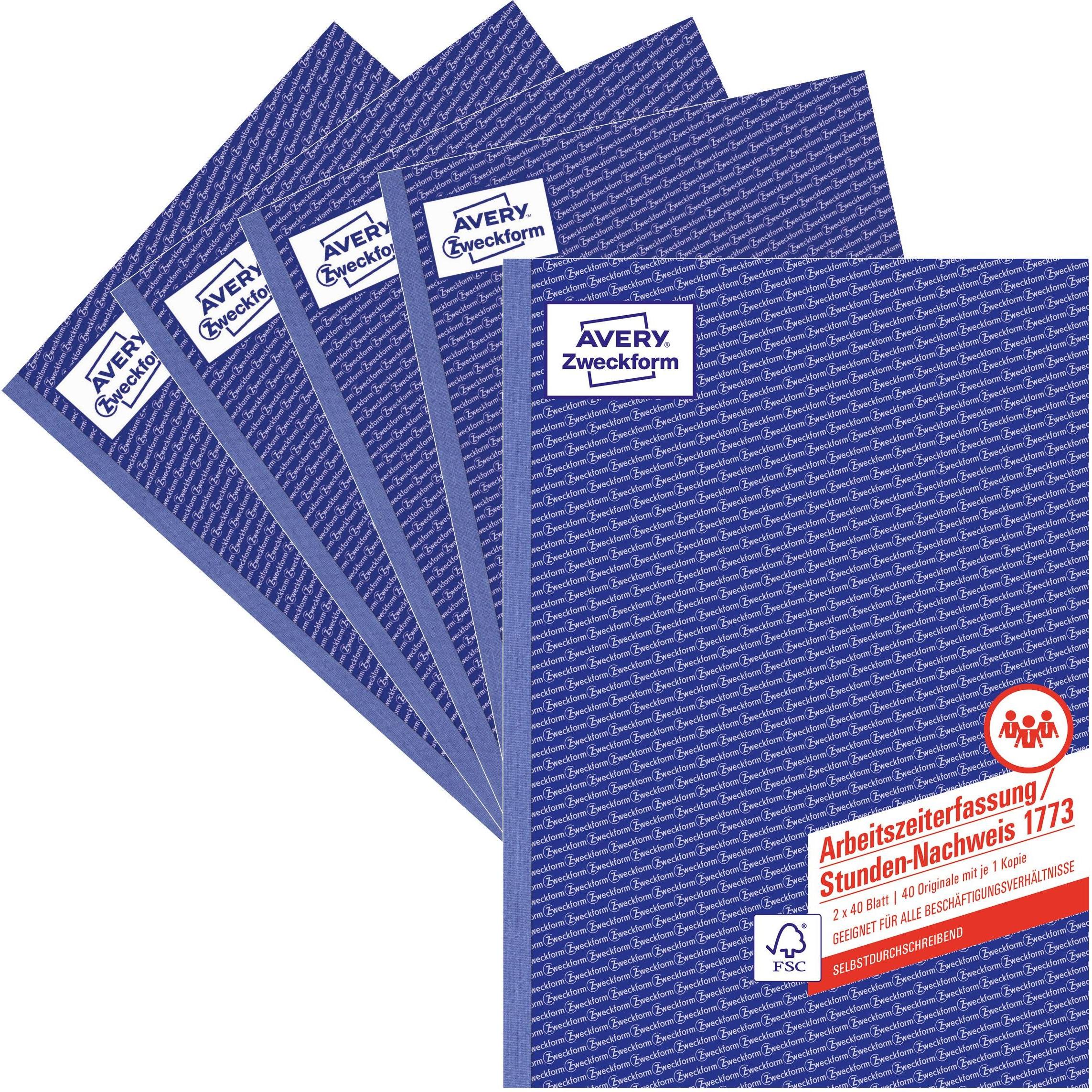 Avery Zweckform Stundennachweis Formular 1773-5 DIN A4 (40x) (1773-5)