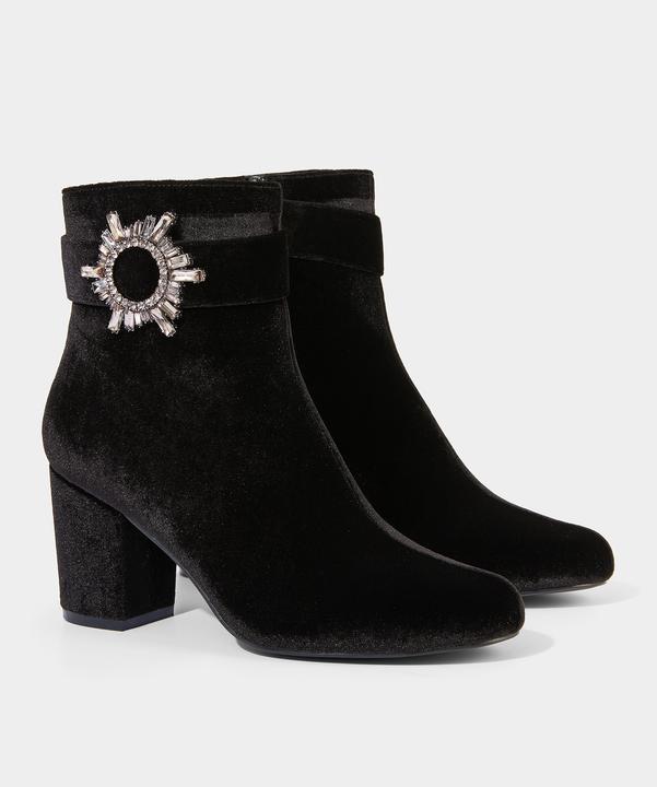 Actual product image Joe Browns Velvet Diamanté Buckle Chunky Ankle Boots (36)