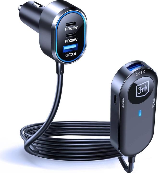Image du produit 3MK Double Car Charger 135W PD QC PPS USB 2A4C Black/Gray