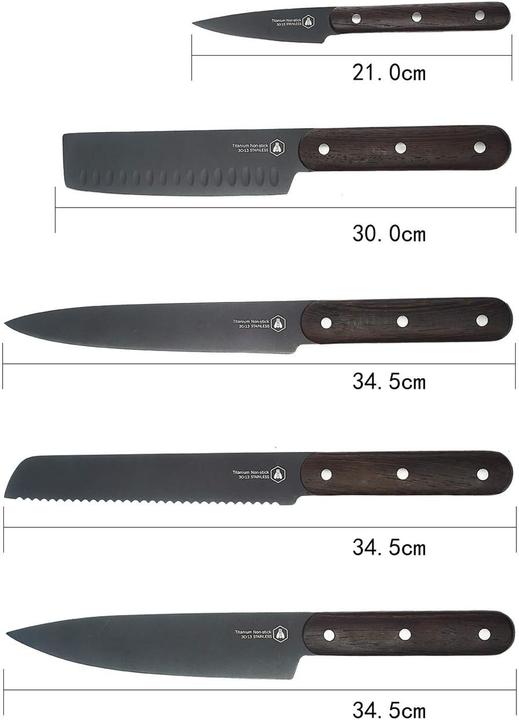 Produktbild Laguiole Set 5 Kitchen Knives Blk Blade/ Handle Wenge