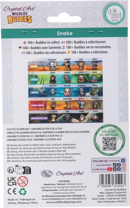 Productafbeelding Craft Buddy Jungle Schlange, Crystal Art Buddy, ca. 11x8cm