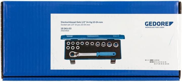 Produktbild Gedore 19 SKU-20 Steckschlüssel-Satz 1/2", 14-teilig, 10-24 mm (10 mm, 11 mm, 12 mm, 13 mm, 14 mm, 15 mm, 16 mm, 17 mm, 18 mm, 19 mm, 21 mm, 22 mm, 24 mm)