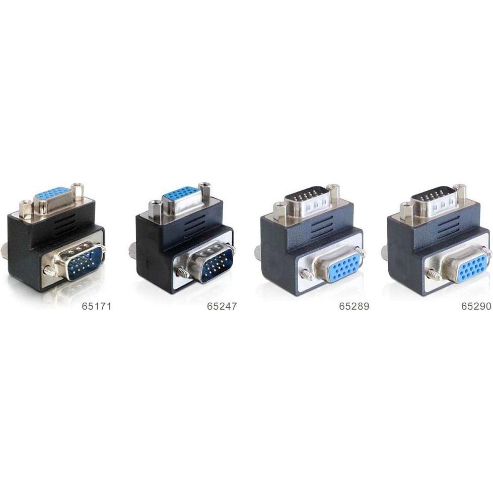Thumbnail - Delock Adapter VGA Stecker auf VGA Buchse 270ø (VGA, 4 cm), Data + Video Adapter, Schwarz