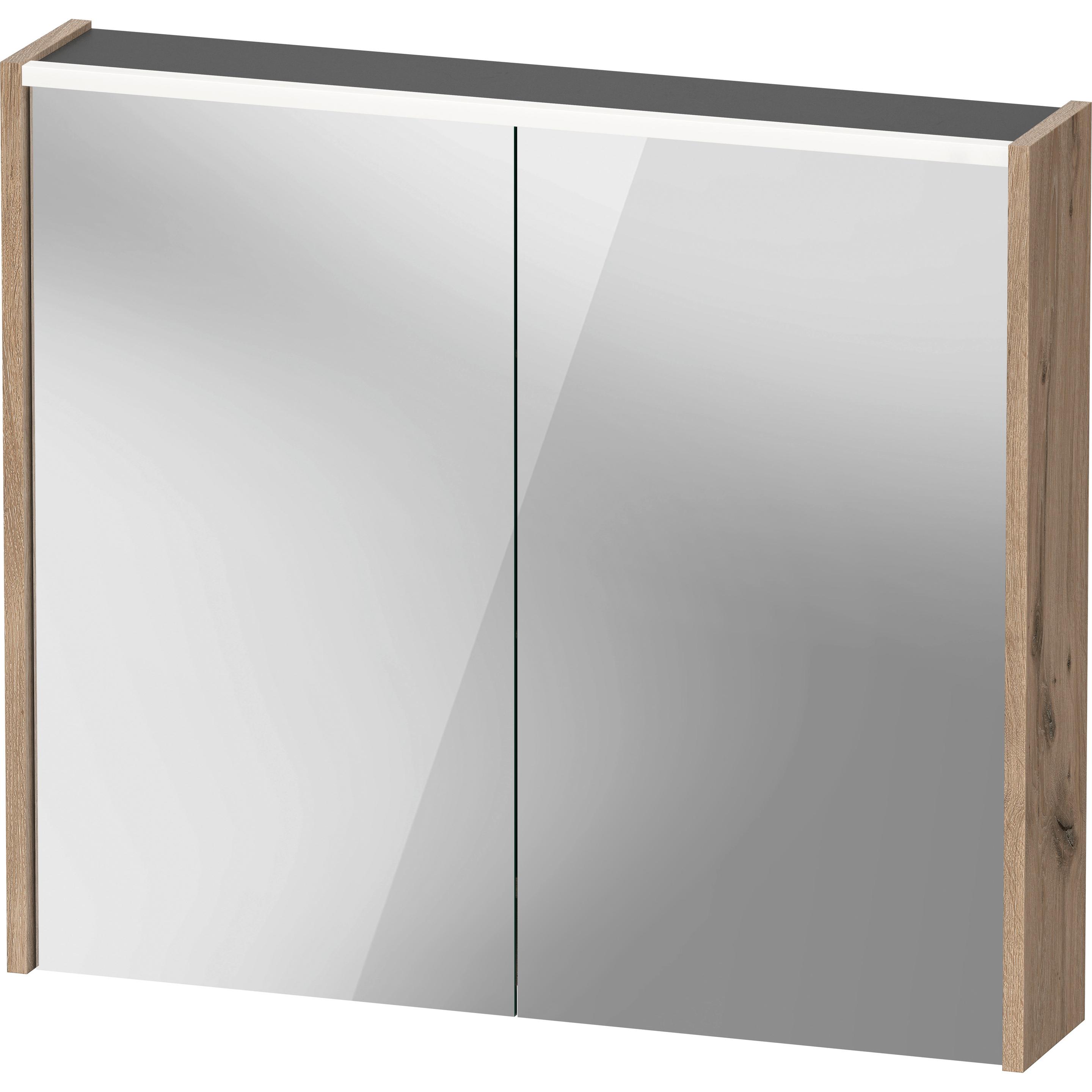 Duravit, Spiegelschrank, D-Code Spiegelschrank, Steckdose Typ F (EU, DE), 2 Türen, LED-Lichtfeld oben, 800x700mm, 6