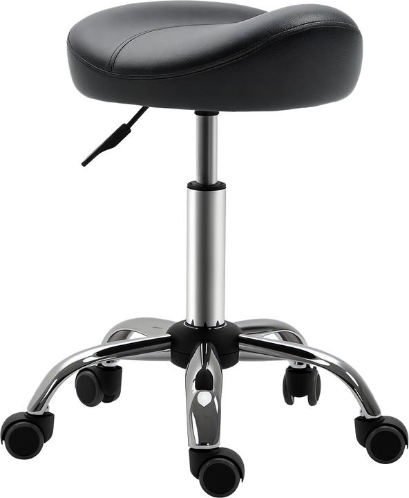 Homcom Rollhocker Kunstleder, Stahl Schwarz (54 - 69 cm)