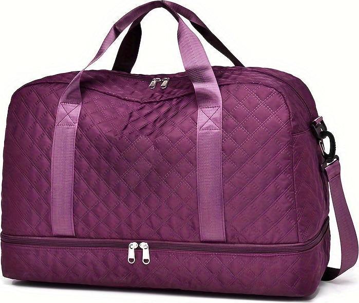 Actual product image Only-Bags.Store Lightweight Argyle Pattern Luggage Bag, Large Capacity Travel Duffle Bag, Portable Overnight