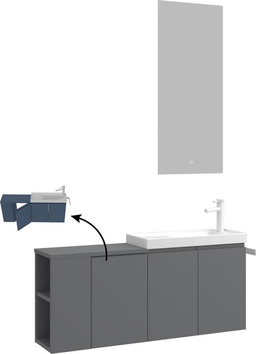 Produktbild Homitis Perla 110 Bathroom Cabinet With Sink & Mirror Set (2 Pieces)