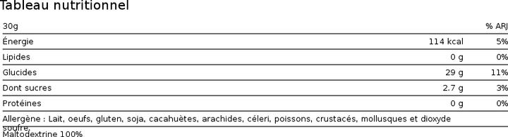 Nutritional values and ingredients Scitec Maltodextrin (2000 g, 1x, Neutral)