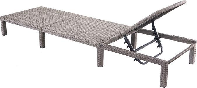 Actual product image Swisshandel24 Poly-Rattan Sunlounger, Relax Lounger Garden Lounger - Premium Grey, Cushion Dark Grey (198 cm)