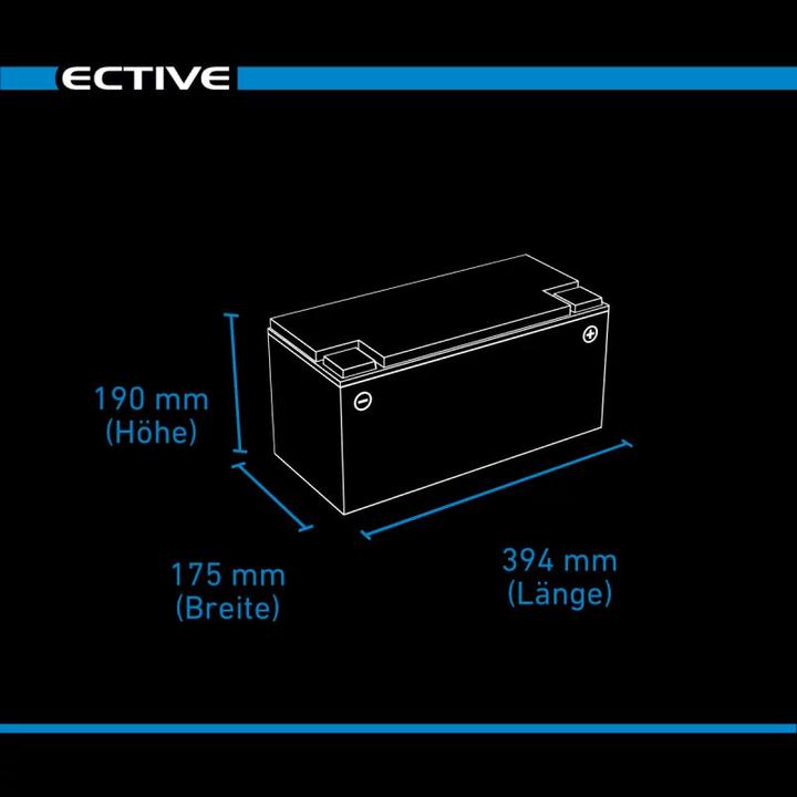 Actual product image Ective DC 120 AGM Deep Cycle 120Ah Versorgungsbatterie (12 V, 120 Ah)