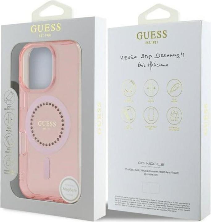Productafbeelding Guess GUHMP16XPFTDTEP iPhone 16 Pro Max 6,9" różowy/roze hardcase IML Strass steentjes MagSafe (Apple iPhone 16 Pro Max)