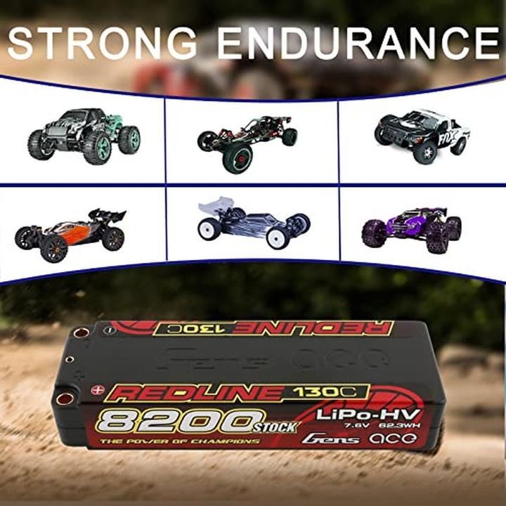 Actual product image Gens Ace RC Battery LiHV 8200 mAh 7.6 V 130C 2S1P Redline Series (7.60 V, 8200 mAh)