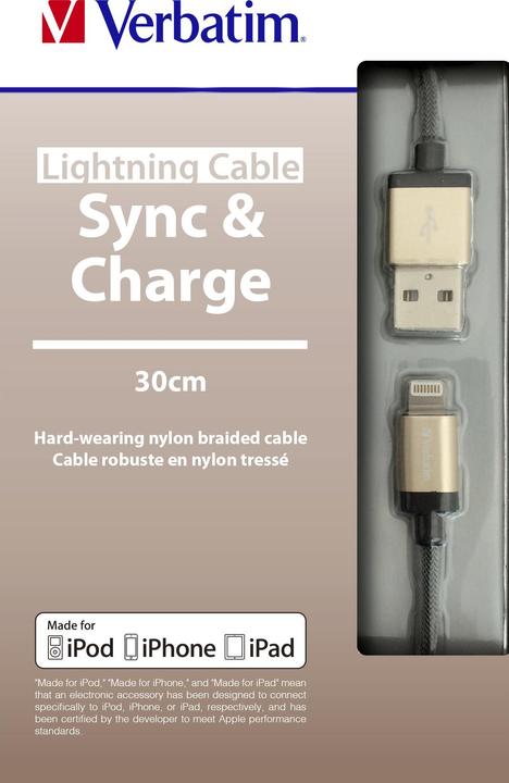Image du produit Verbatim Câble Lightning - Or champagne - (0.30 m, USB 2.0)
