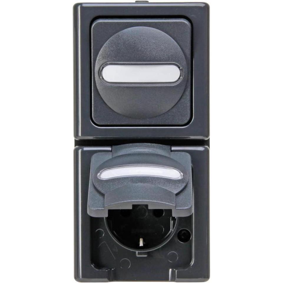 Kopp, Steckdose, BLUE ELECTRIC-Aus-/W/m anthrazit Steckdosenkombination 13081500