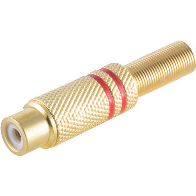 Shiverpeaks BASIC-S Cinchkupplung, Metall, vergoldet, rot für Kabel bis 6 mm Durchmesser, zum selber löten, im, Audio Ka...