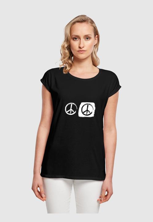 Produktbild Merchcode Ladies Peace - Double Peace Black Basic T-Shirt - 173303 (L)