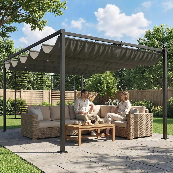 Immagine prodotto Outsunny Pergola Stahl, Polyester Dunkelgrau (387 cm, 297 cm)