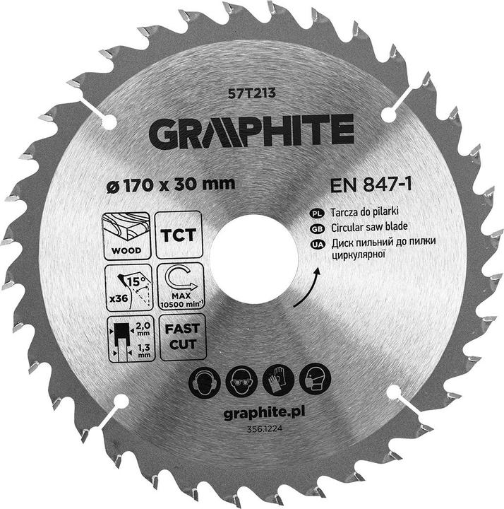 Produktbild Graphite Sägeblatt, Widia, 170 x 30 mm, 36 Zähne