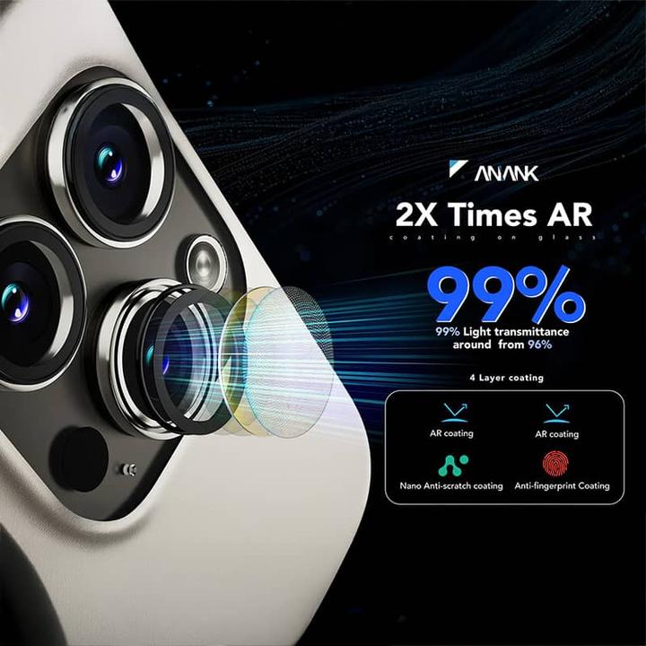 Actual product image Anank iPhone 17 Pro / 17 Pro Max - Rear camera armoured glass - Safir with GIA certificate,Flamed titanium (1 pcs., Apple iPhone 17 Pro, Apple iPhone 17 Pro Max)