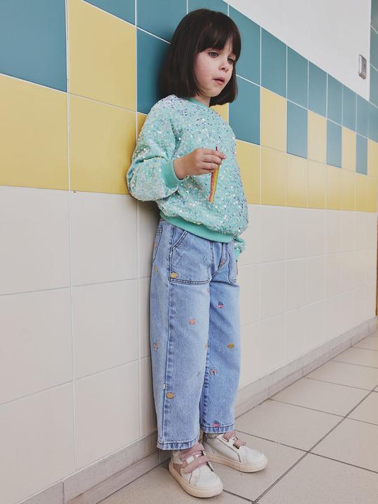 Actual product image Vertbaudet Weite Mädchen Jeans mit Stickereien (158)