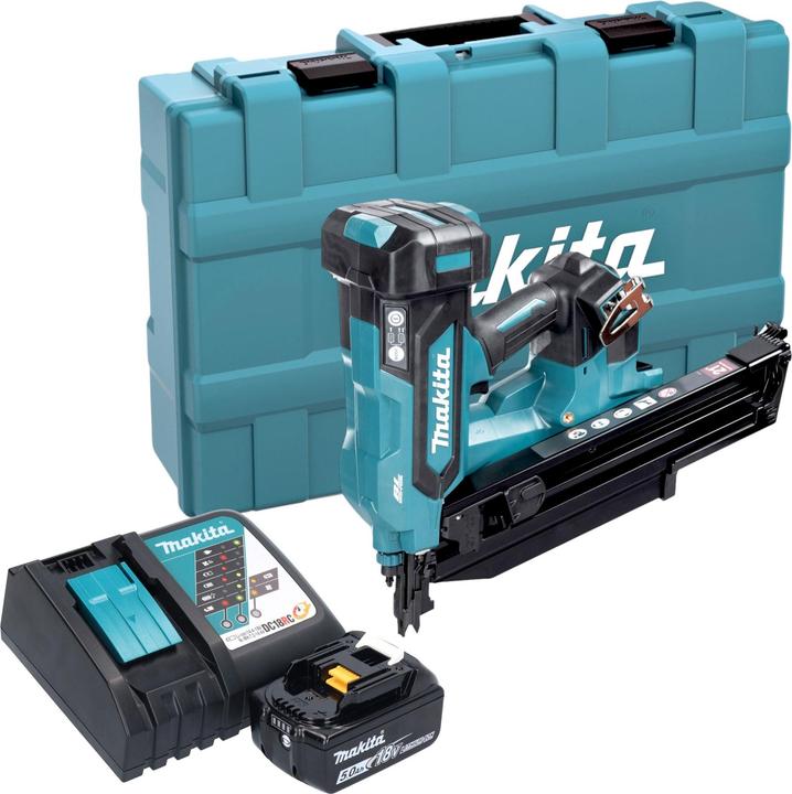Actual product image Makita DBN 901 RT1K cordless nailer 18 V 50 - 90 mm brushless + 1x 5.0 Ah battery + charger + case
