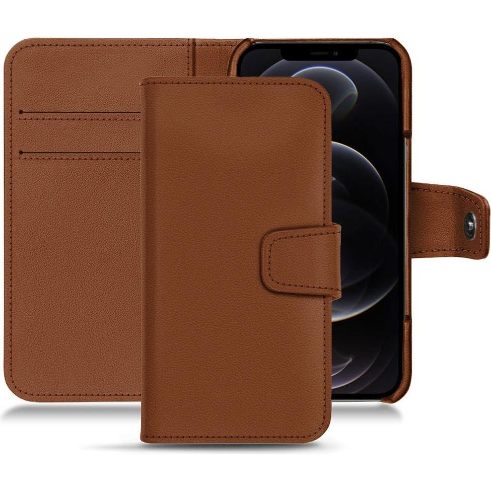Noreve Lederschutzhülle Wallet (Apple iPhone 12 Pro Max), Smartphone Hülle, Braun