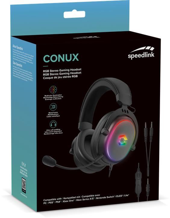 Produktbild Speedlink CONUX RGB Stereo Gaming Headset - for PC/PS5/PS4/Xbox Series X/S/Switch/OLED/Lite, black (Kabelgebunden)