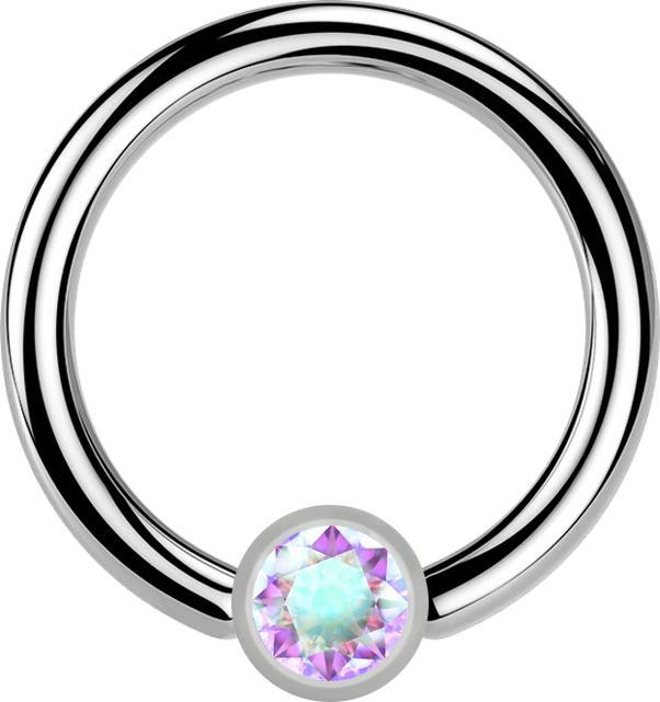 Produktbild Star Piercing Micro Ball Closure Ring silber und Kristall multicolor (Titan, ohne Messing)